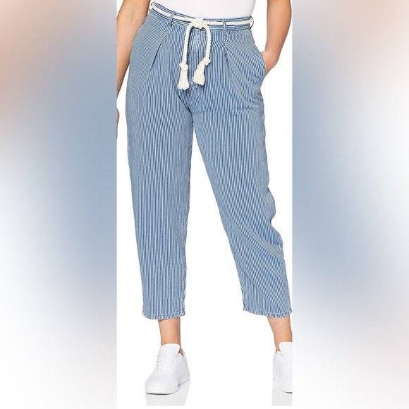 United Colors Of Benetton Blue & White Striped Ankle Length Pants Women’s Size 4 - Picture 6 of 10